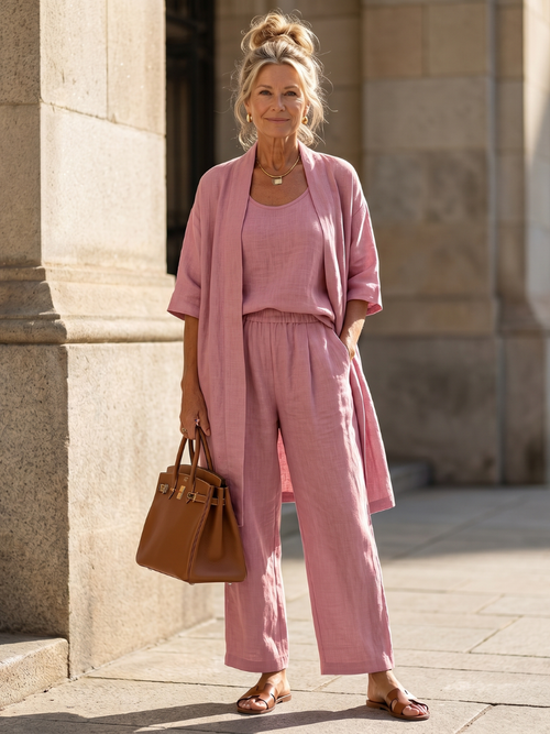 Camila | Conjunto de Tres Piezas con Pantalón Ancho