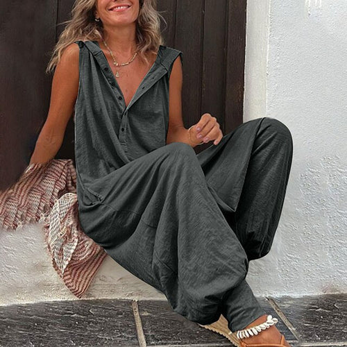 Itzel | Jumpsuit sin Mangas con Botones y Bolsillos