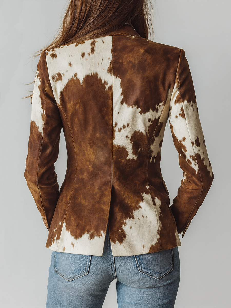 Paula | Blazer Entallado con Estampado de Vaca