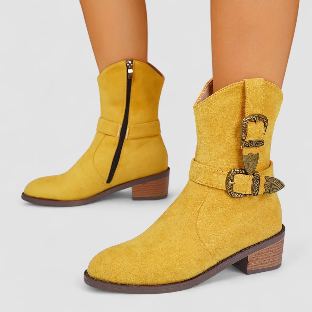 Catalina | Botines con Doble Hebilla Grabada