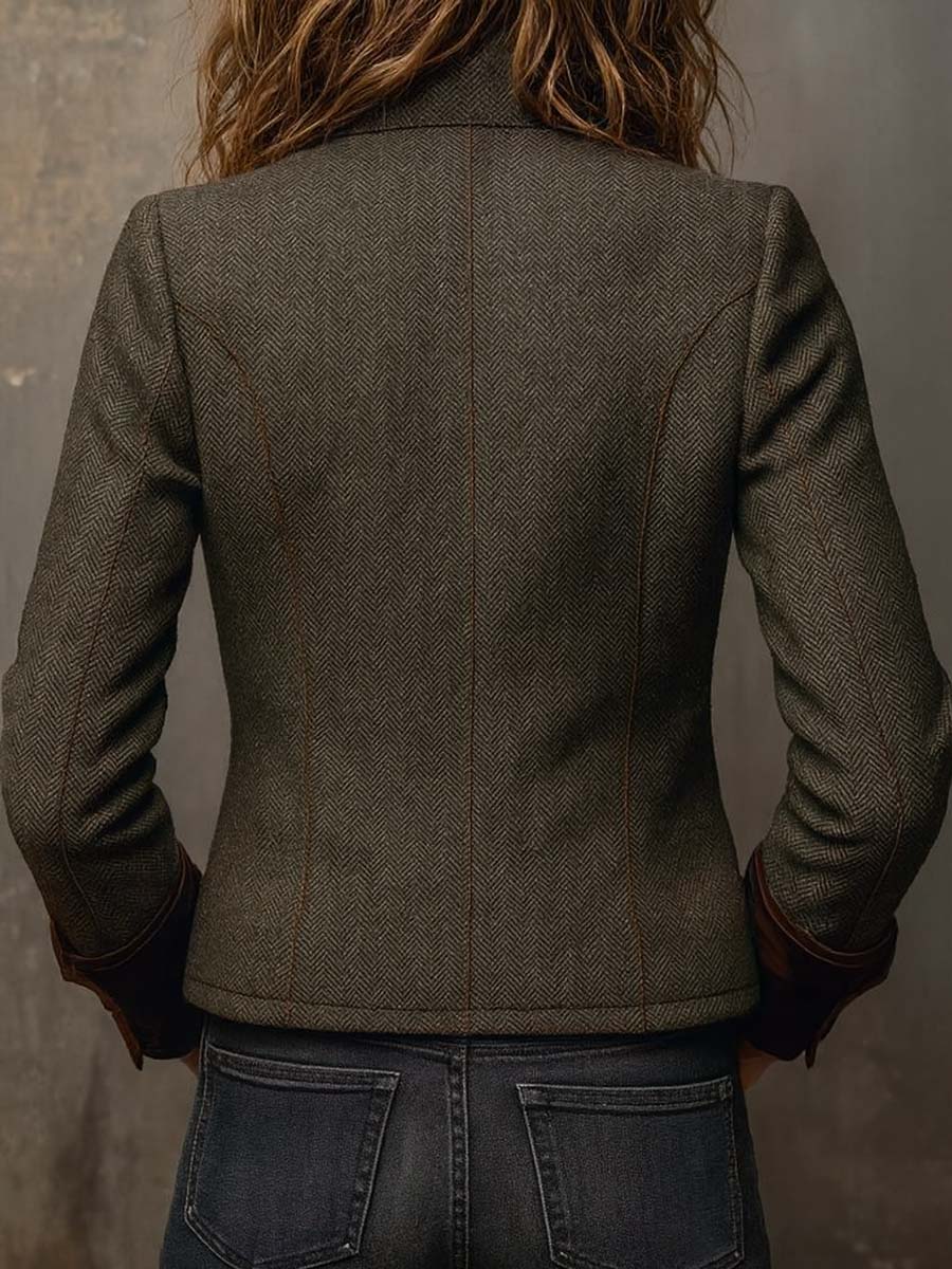 Olivia | Blazer de Espiga con Puños en Contraste