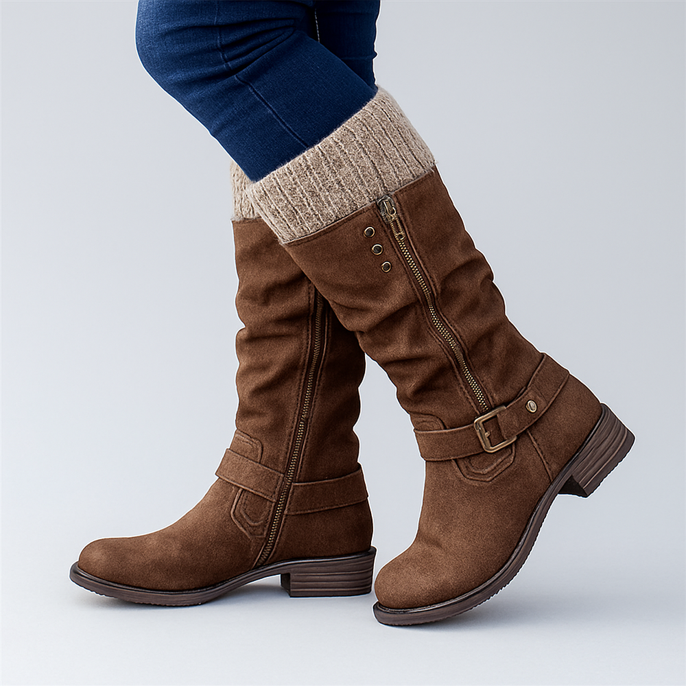 Andrea | Botas con Puño Tejido y Hebillas