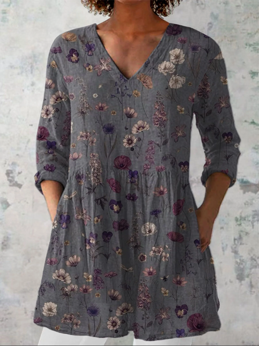 Fernanda | Blusa Larga con Estampado de Flores de Campo