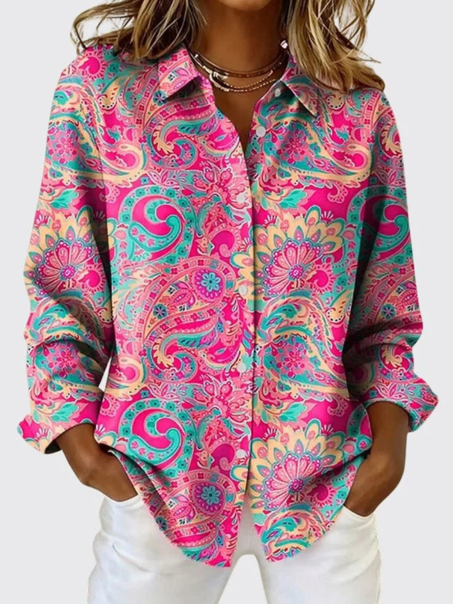 Alejandra | Blusa de Botones con Estampado Paisley