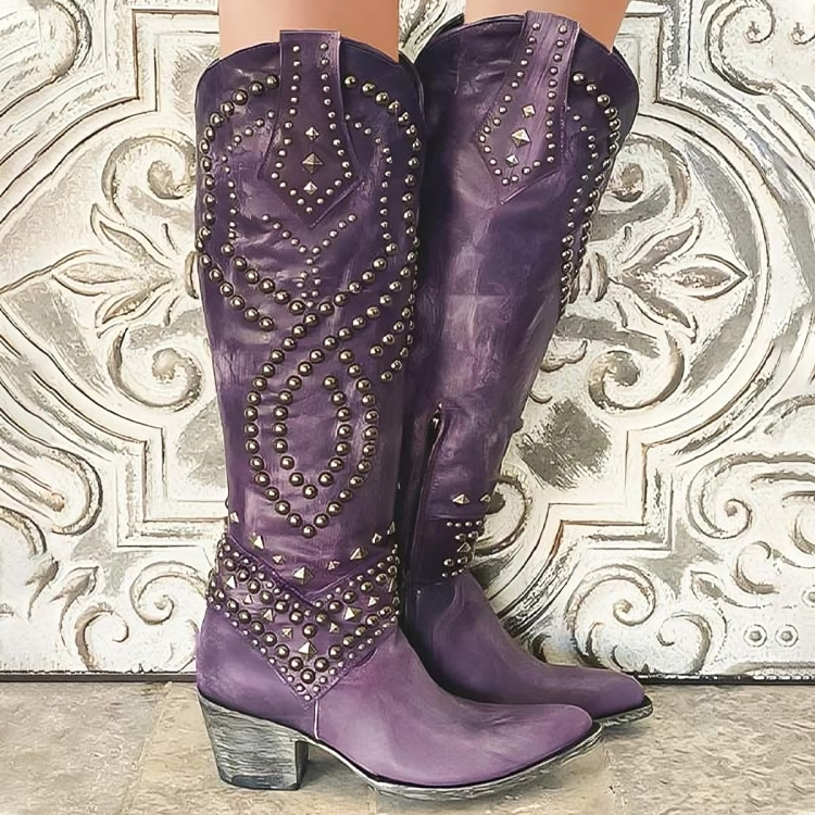 Alejandra | Botas Vaqueras Altas con Estoperoles