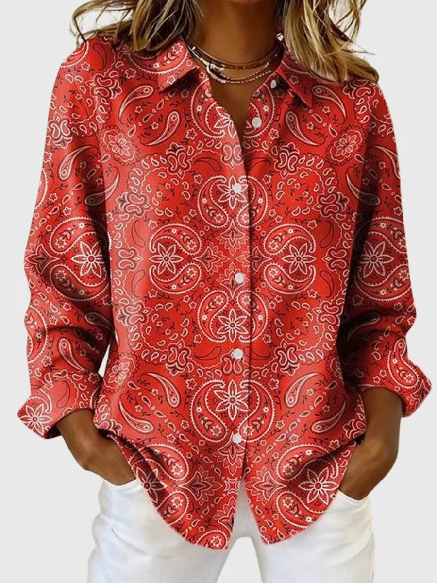 Alejandra | Blusa de Botones con Estampado Paisley