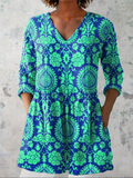Gabriela | Blusa Larga con Estampado Damasco y Cuello V