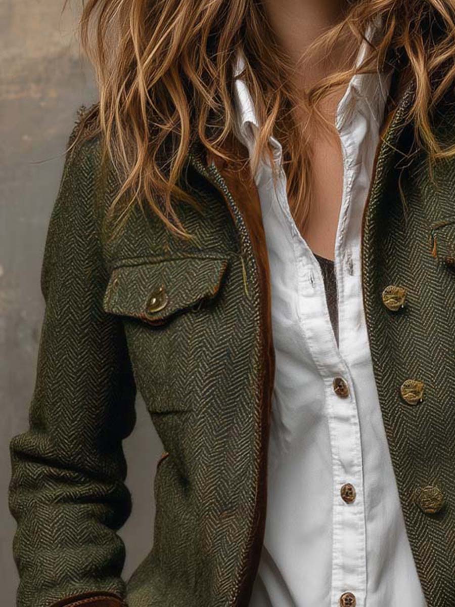 Olivia | Blazer de Espiga con Puños en Contraste