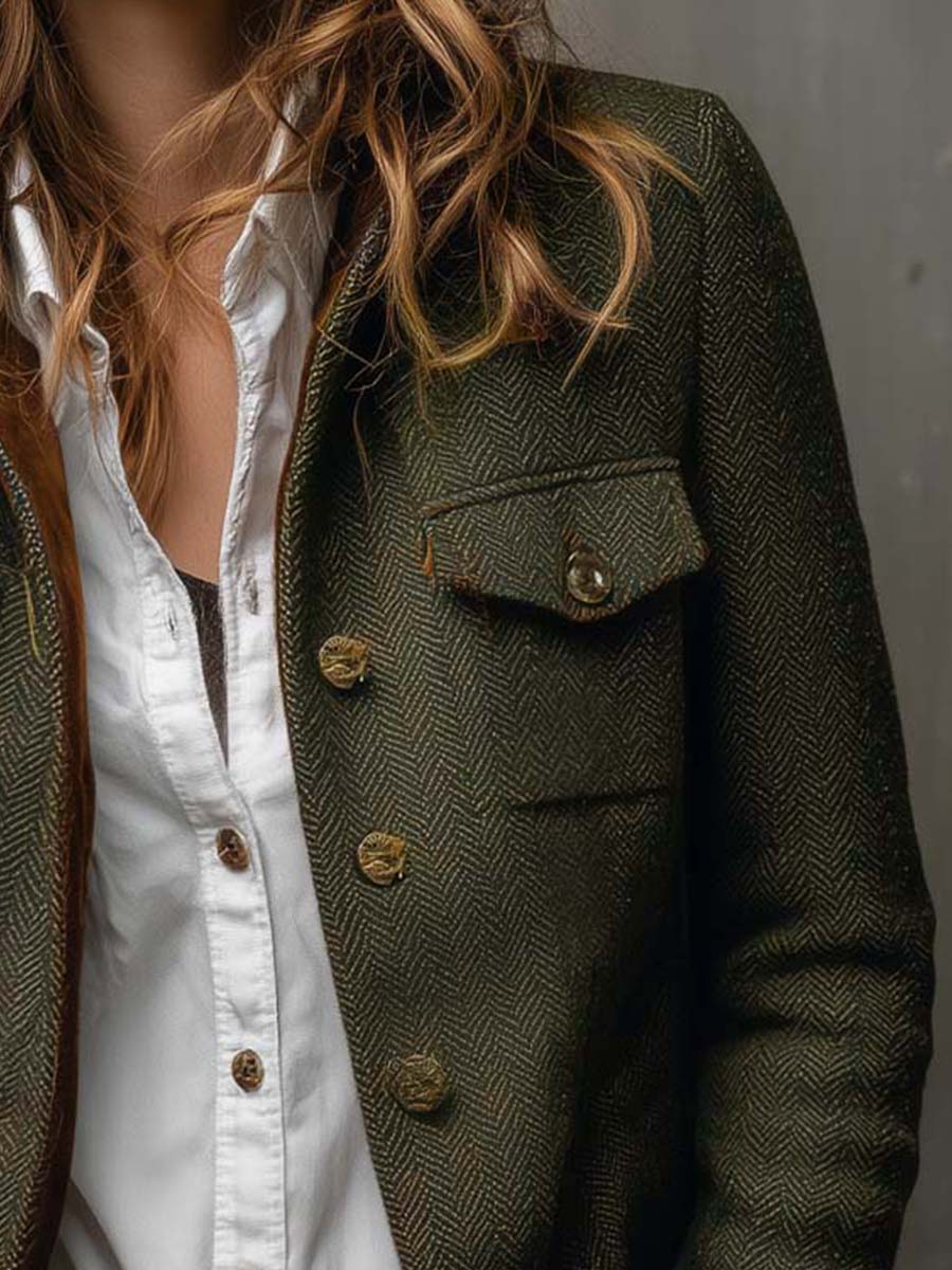 Olivia | Blazer de Espiga con Puños en Contraste