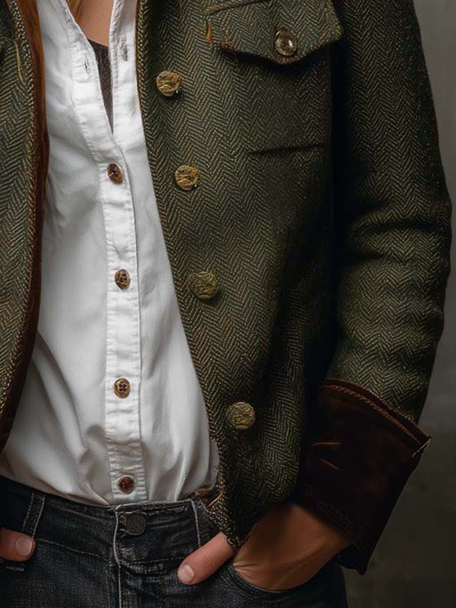Olivia | Blazer de Espiga con Puños en Contraste