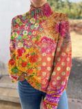 Isabela | Suéter de Cuello Alto con Flores y Lunares