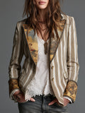 Rocío | Blazer de Rayas con Solapas y Puños Estampados