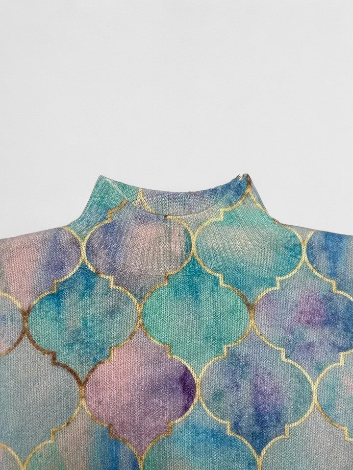 Sara | Suéter de Cuello de Tortuga con Estampado de Azulejos