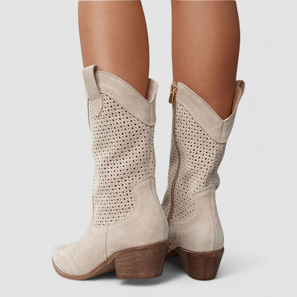 Camila | Botas Vaqueras con Paneles Perforados