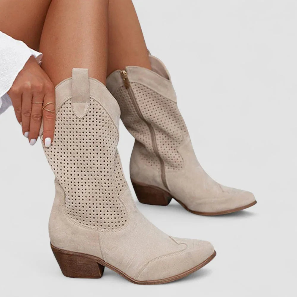 Camila | Botas Vaqueras con Paneles Perforados
