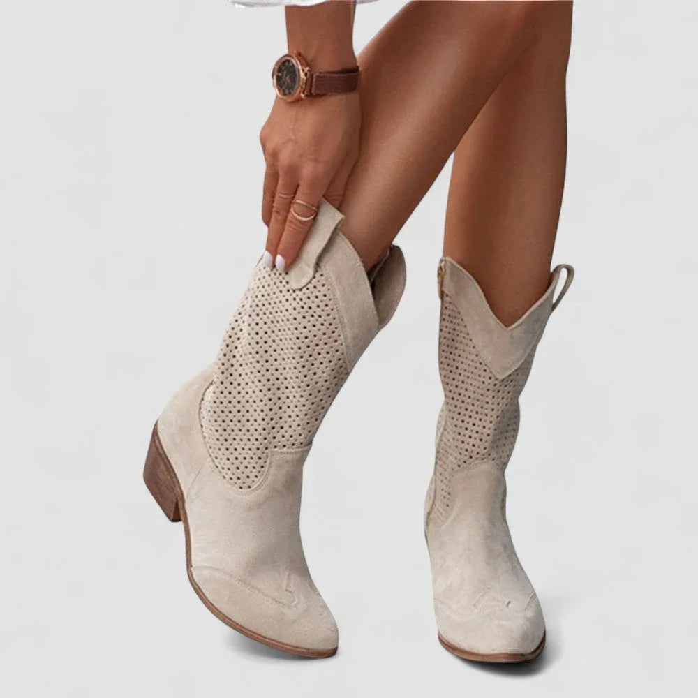 Camila | Botas Vaqueras con Paneles Perforados