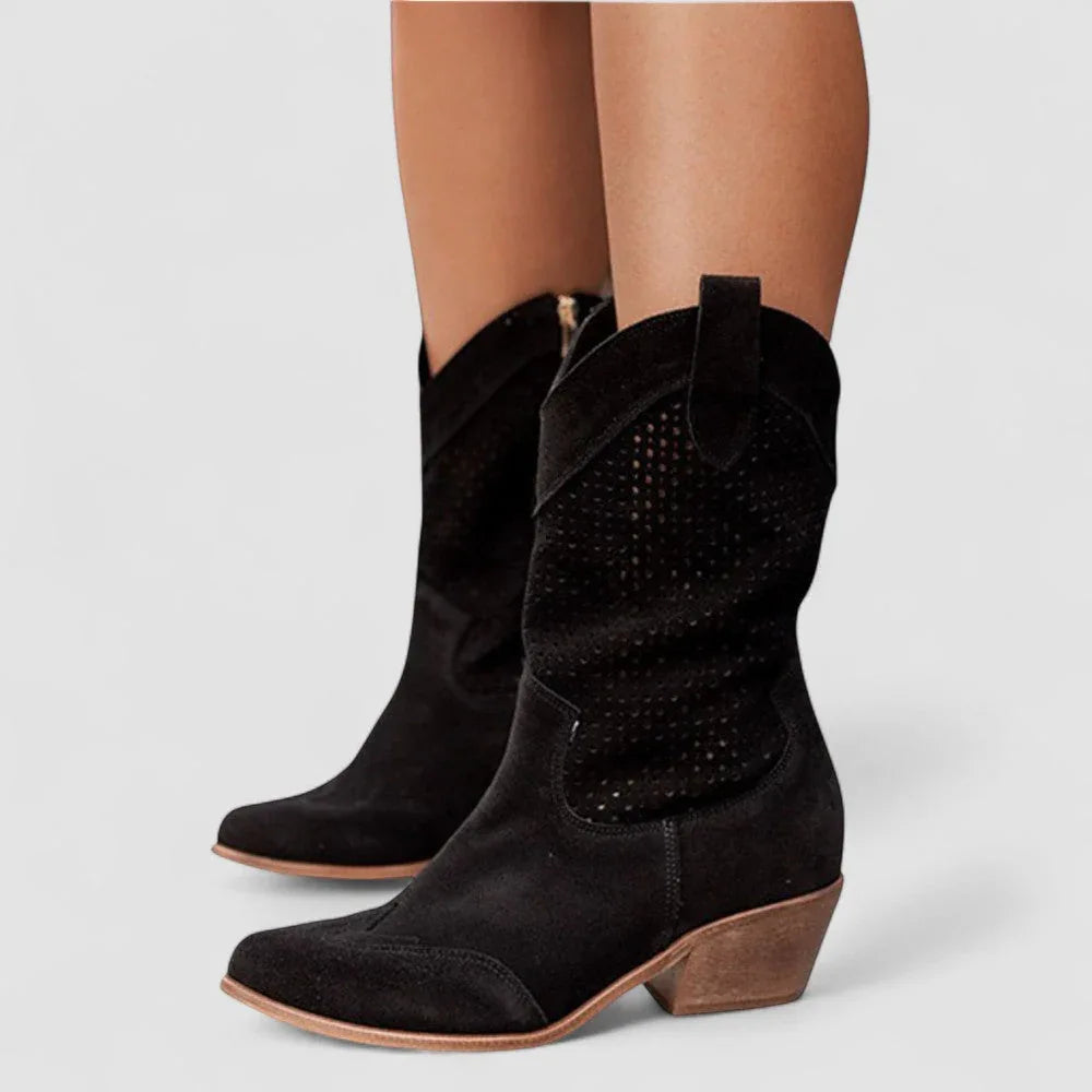 Camila | Botas Vaqueras con Paneles Perforados