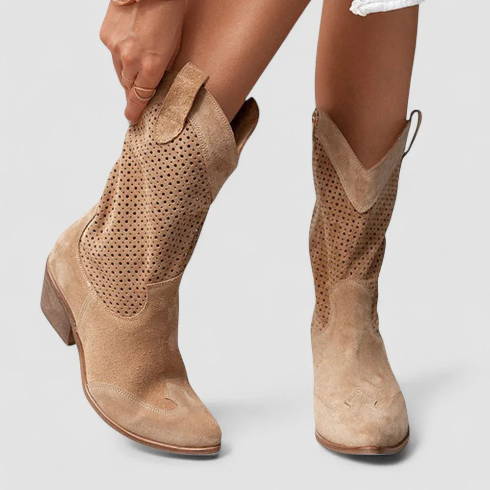 Camila | Botas Vaqueras con Paneles Perforados
