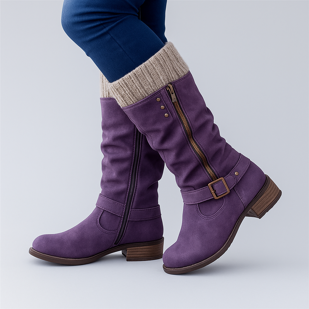 Andrea | Botas con Puño Tejido y Hebillas