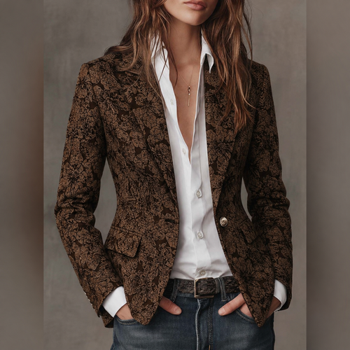 Rosa | Blazer Entallado de Jacquard con Motivo Paisley