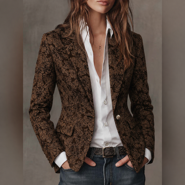 Rosa | Blazer Entallado de Jacquard con Motivo Paisley