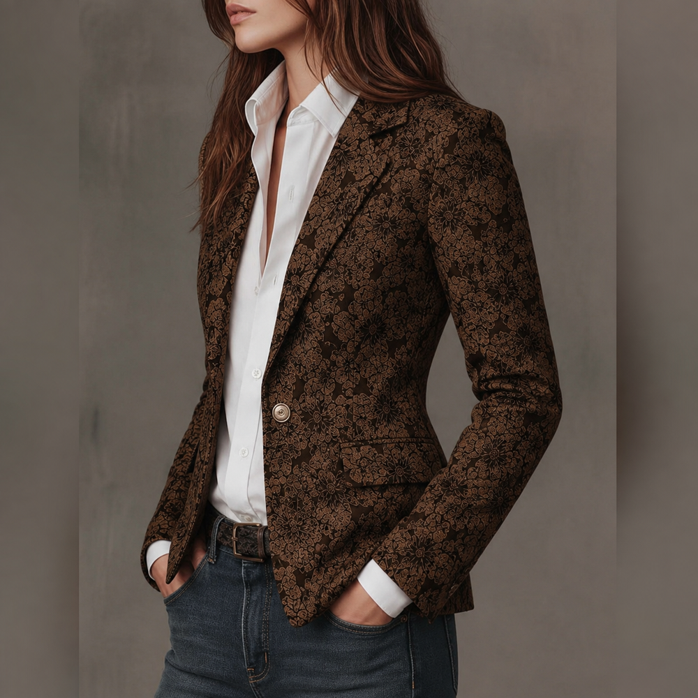 Rosa | Blazer Entallado de Jacquard con Motivo Paisley