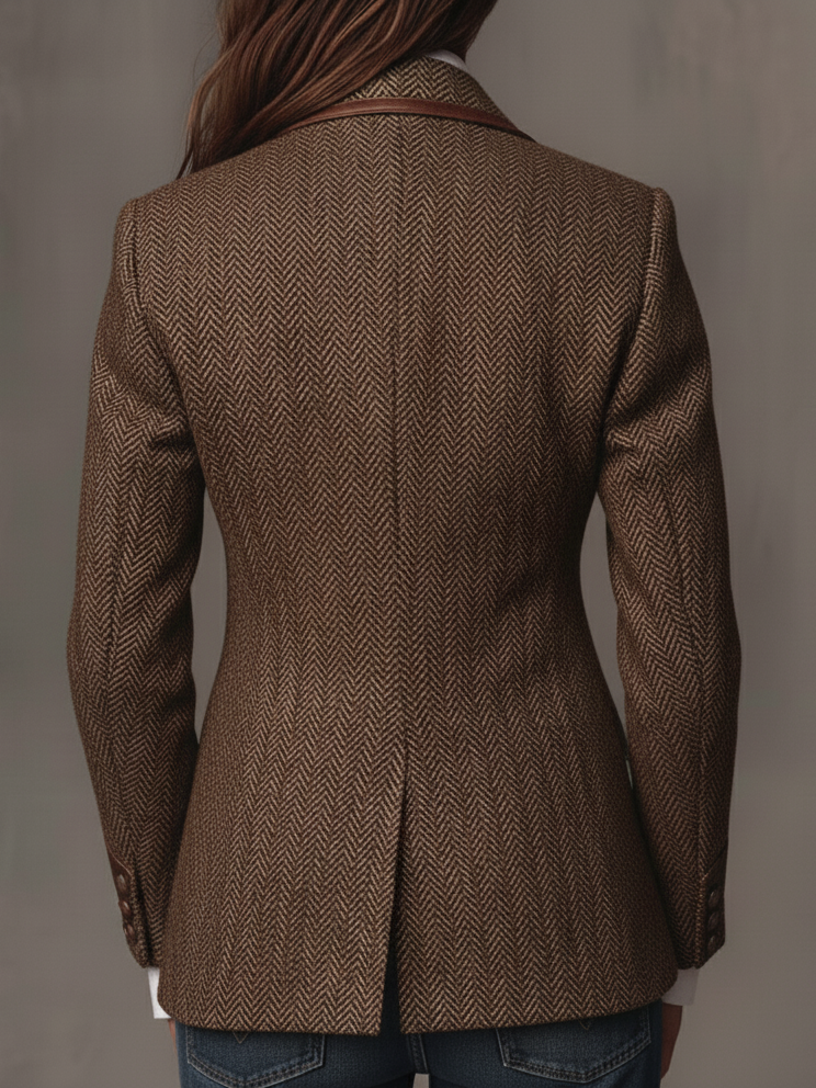 Nora | Blazer de Espiga con Solapas Estampadas