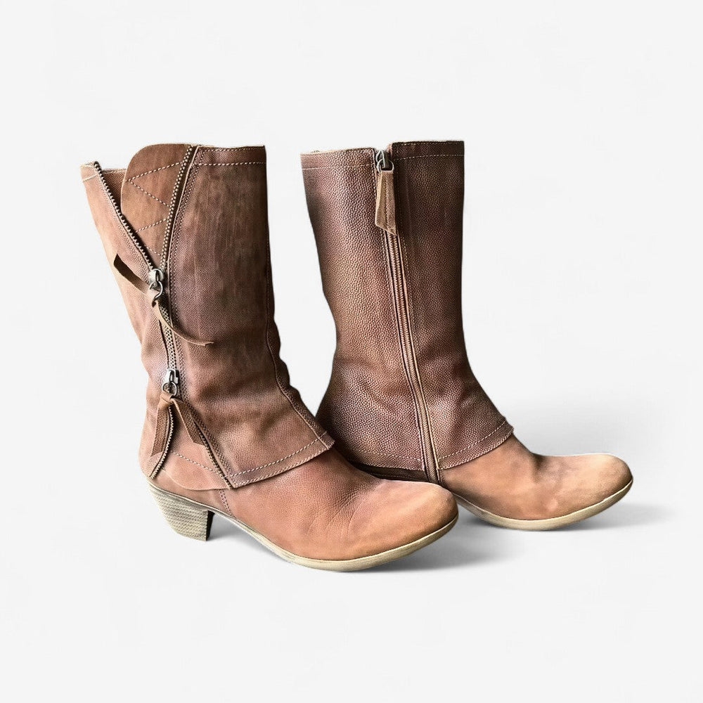 Adriana | Botas de Media Caña con Cierre Diagonal