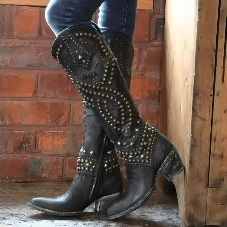 Alejandra | Botas Vaqueras Altas con Estoperoles