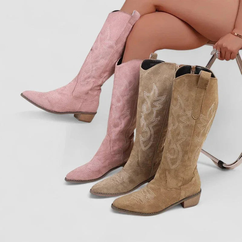 Elena | Botas Vaqueras Altas con Bordado