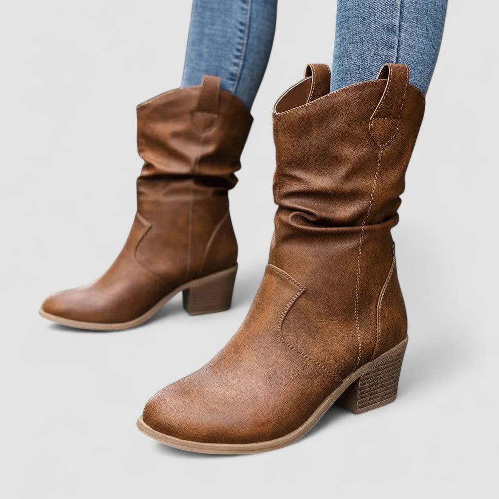 Beatriz | Botines Vaqueros de Caña Fruncida