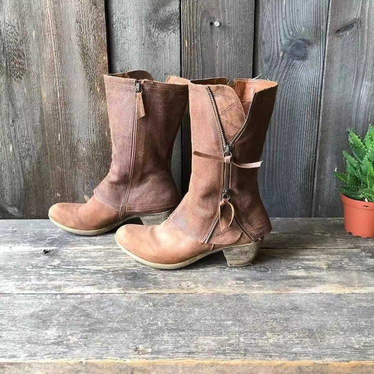 Adriana | Botas de Media Caña con Cierre Diagonal