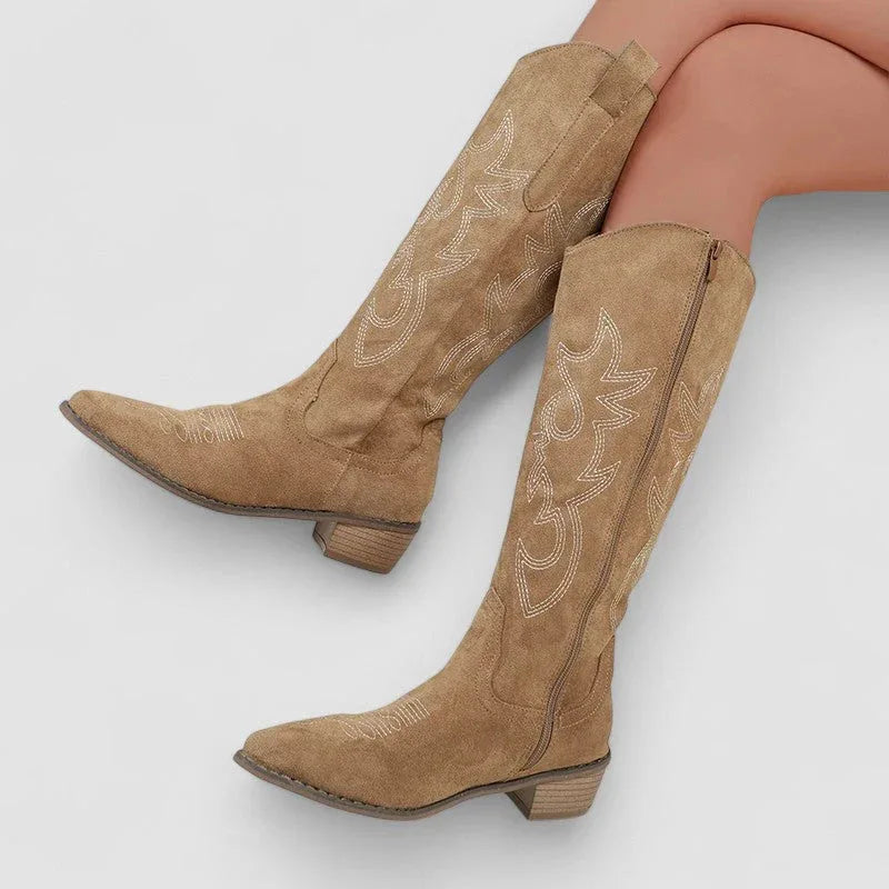 Elena | Botas Vaqueras Altas con Bordado