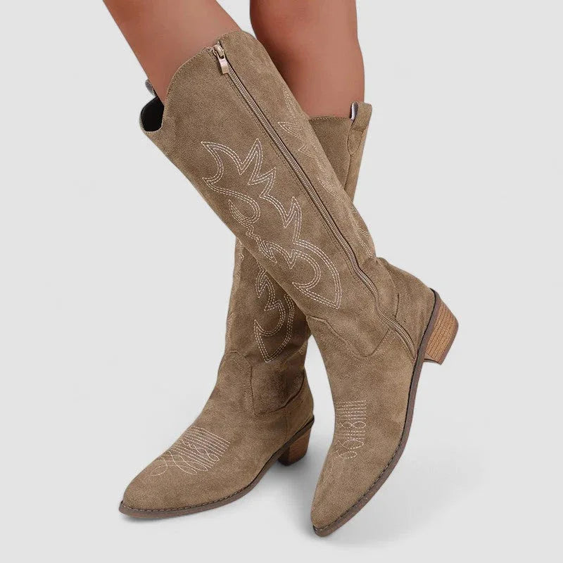 Elena | Botas Vaqueras Altas con Bordado