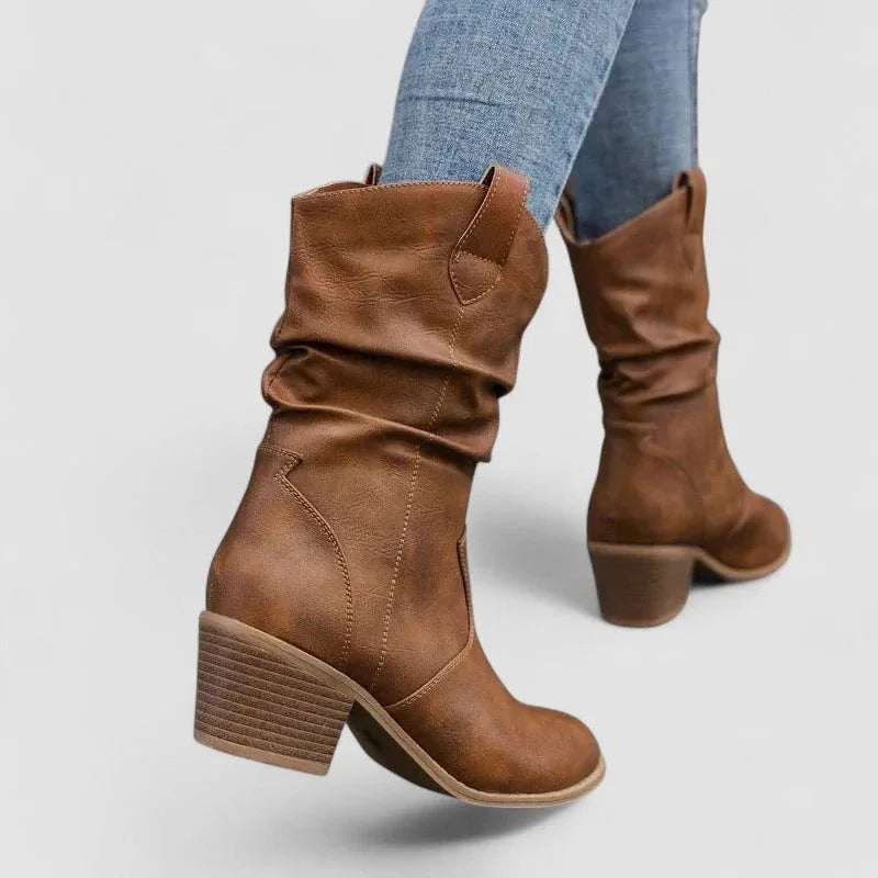 Beatriz | Botines Vaqueros de Caña Fruncida