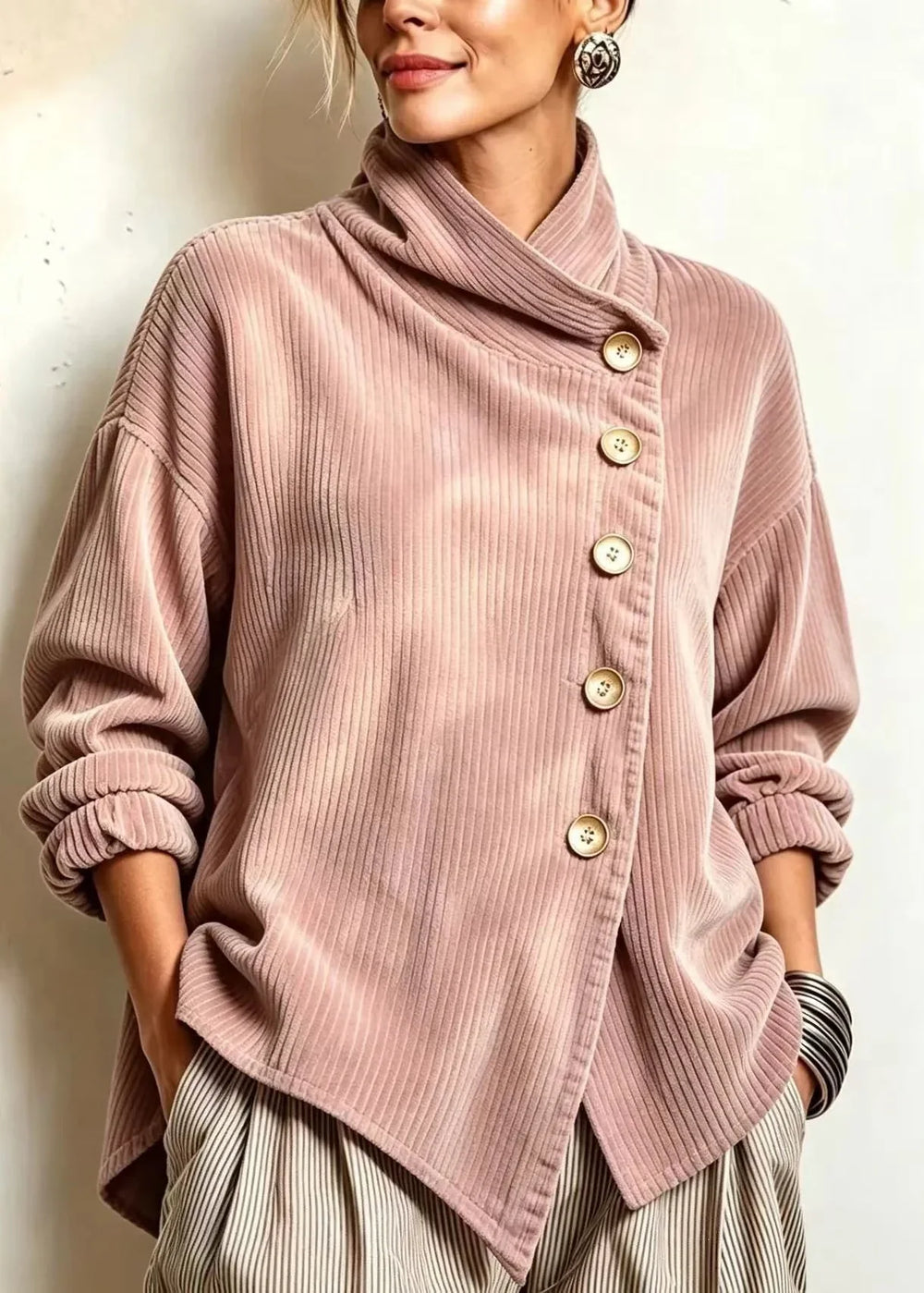 Miranda | Blusa de Cuello Envolvente y Manga Amplia