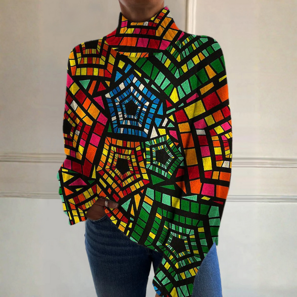 Rocío | Suéter de Cuello de Tortuga con Estampado Geométrico