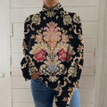 Renata | Suéter de Cuello de Tortuga con Flores Barrocas
