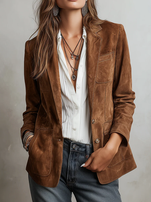 Paloma | Blazer con Pespuntes Visibles y Bolsillos de Parche