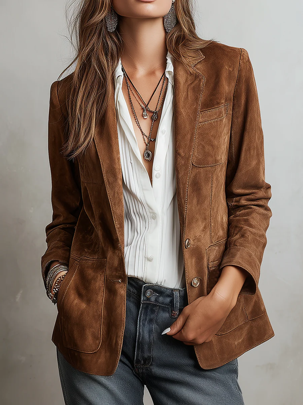 Paloma | Blazer con Pespuntes Visibles y Bolsillos de Parche