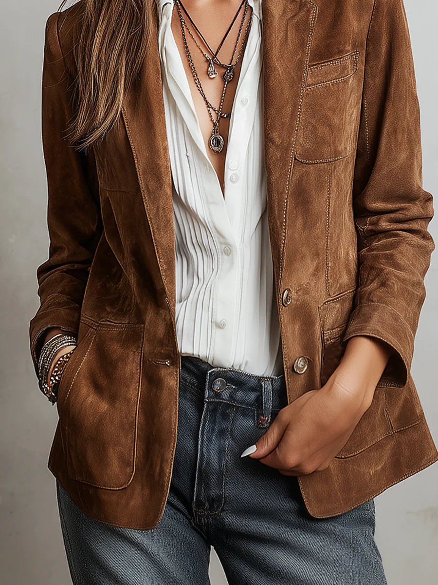 Paloma | Blazer con Pespuntes Visibles y Bolsillos de Parche