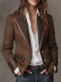 Nora | Blazer de Espiga con Solapas Estampadas