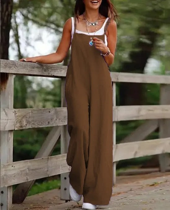 Alba | Jumpsuit de Pierna Ancha sin Mangas con Peto