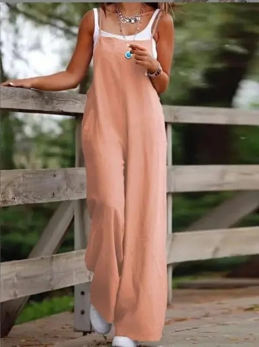 Alba | Jumpsuit de Pierna Ancha sin Mangas con Peto