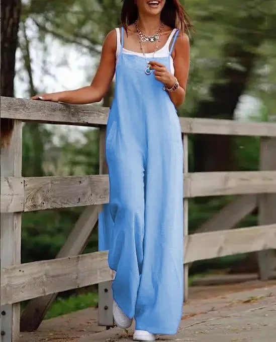 Alba | Jumpsuit de Pierna Ancha sin Mangas con Peto