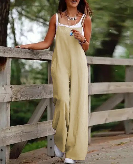 Alba | Jumpsuit de Pierna Ancha sin Mangas con Peto