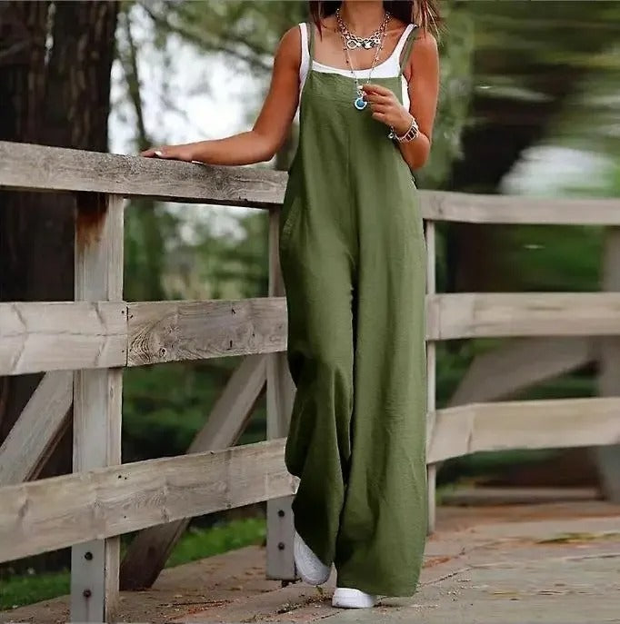 Alba | Jumpsuit de Pierna Ancha sin Mangas con Peto