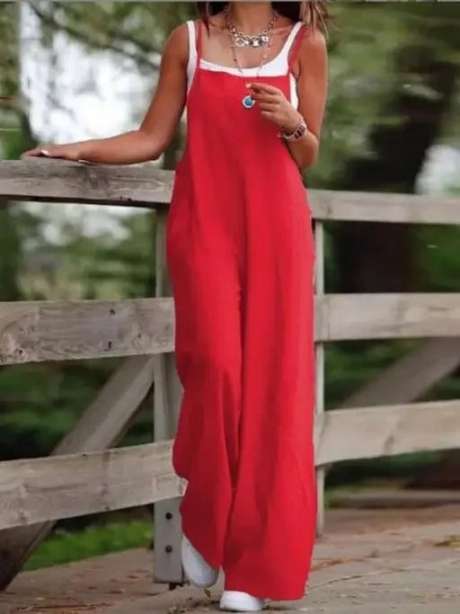 Alba | Jumpsuit de Pierna Ancha sin Mangas con Peto