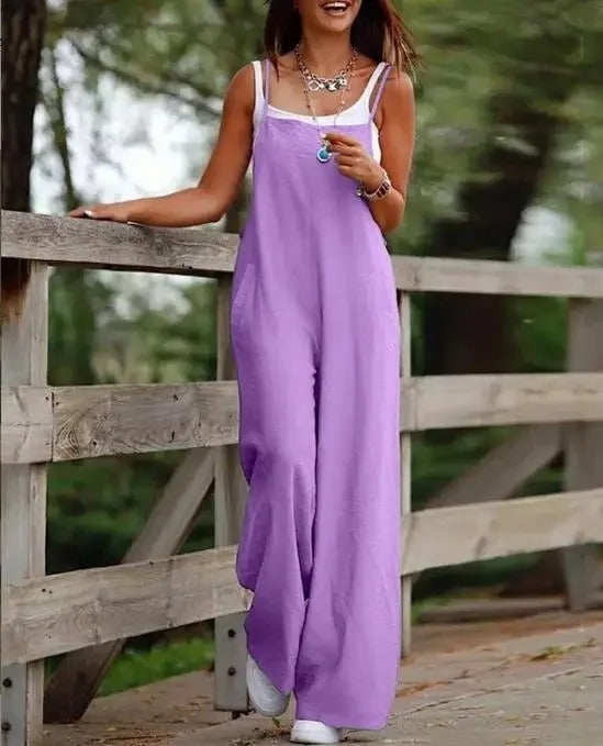 Alba | Jumpsuit de Pierna Ancha sin Mangas con Peto