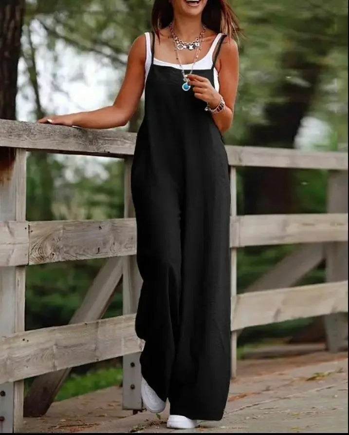 Alba | Jumpsuit de Pierna Ancha sin Mangas con Peto